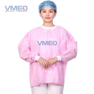 Pink Disposable Non-woven Protective Lab Coat 