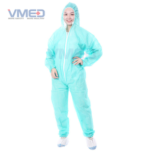Disposable SPP Non-woven Green Coverall With Attached Hood