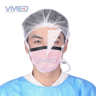 Disposable SPP Non-woven Pink Face Mask With Anti-fog Plastic Eye Shield